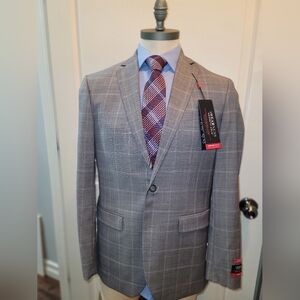 Grey Plaid wool suit 40R/34